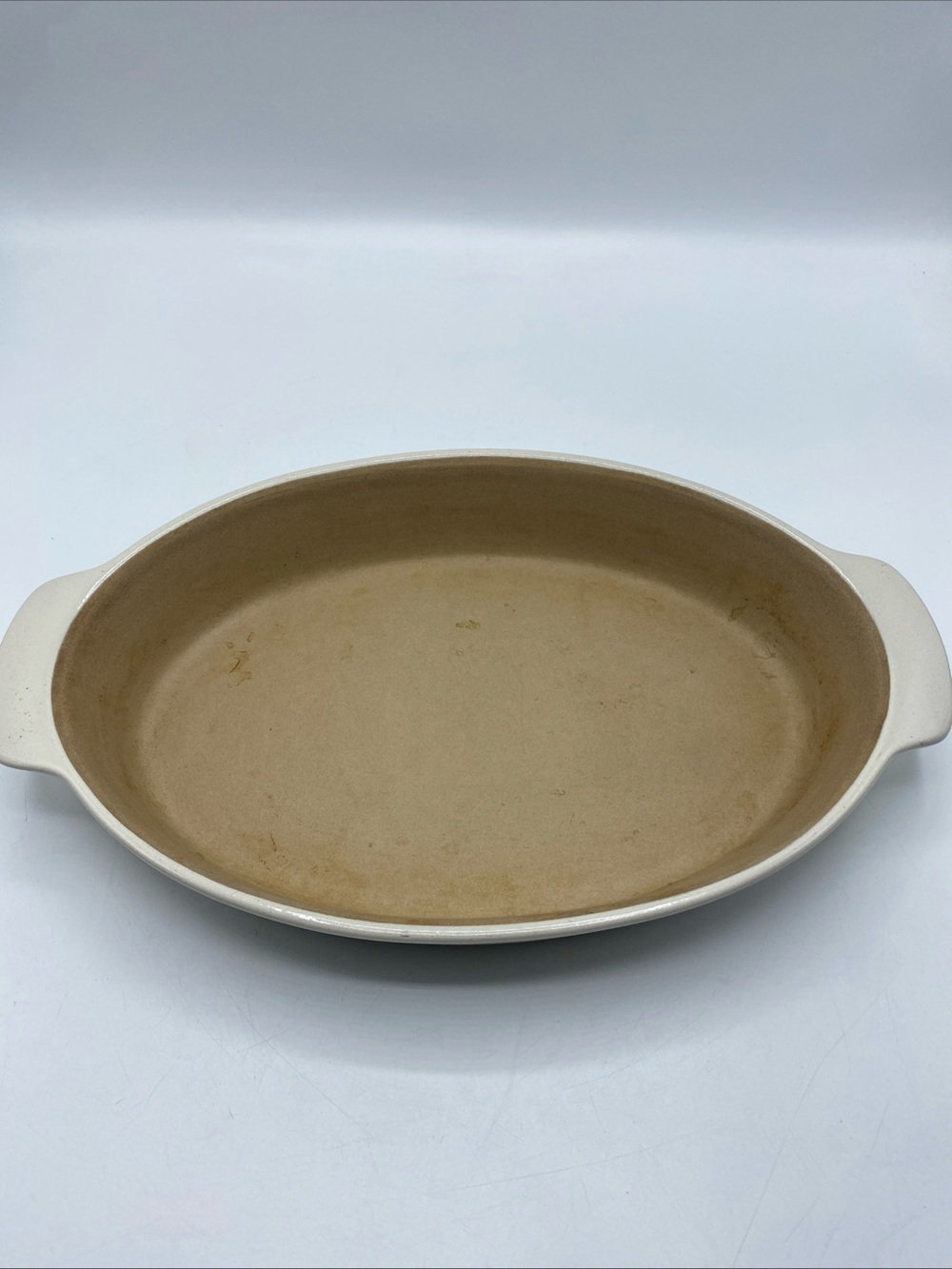 Pampered Chef Family Heritage Stoneware Oval Baking Dish Cream Tan 12 x 8" 400